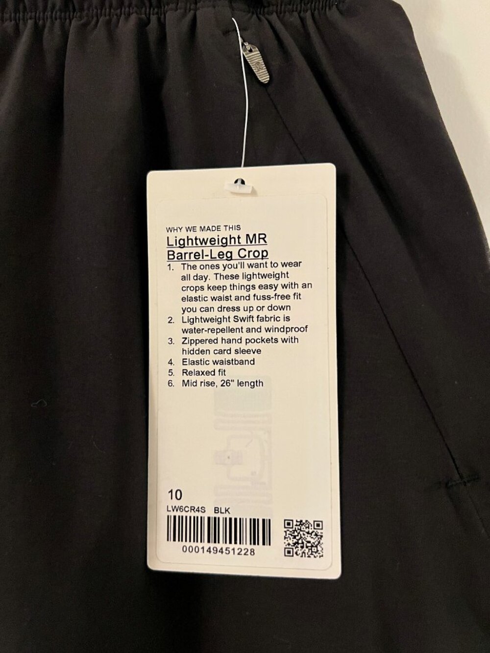 Lulu Lemon Black Lightweight Swift Barrel Leg Crop Pants, NEW - Picture 3 of 4